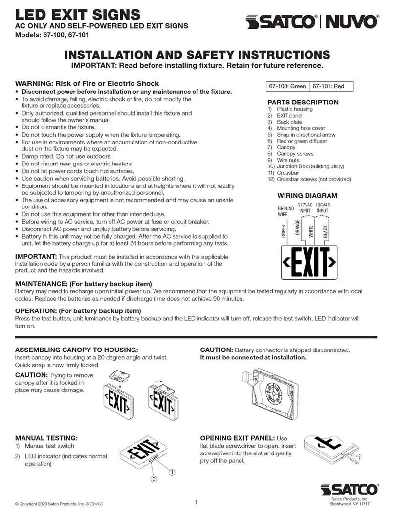 Satco NUVO 67-100 Installation and safety instructions Satco NUVO 67-100 Installation and safety instructions