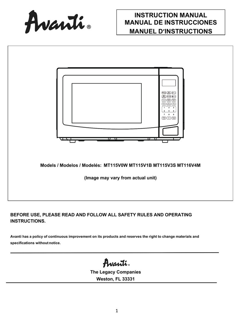 Avanti MT115V0W instruction manual