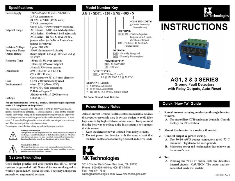 NK TECHNOLOGIES AG1 Series User manual