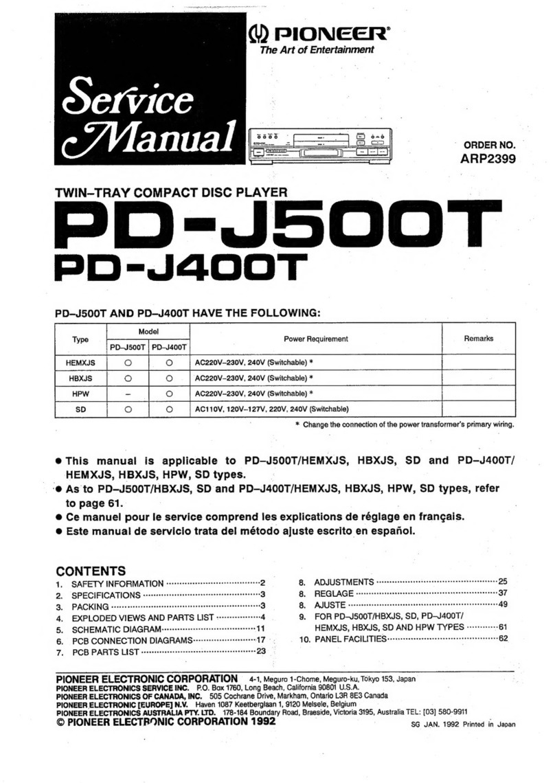 Pioneer PD-J500T User manual