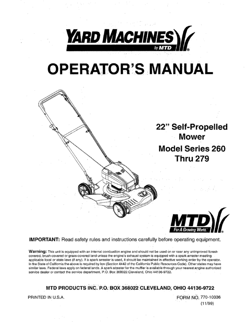 MTD Yard Machines 260 Series User manual MTD Yard Machines 260 Series User manual