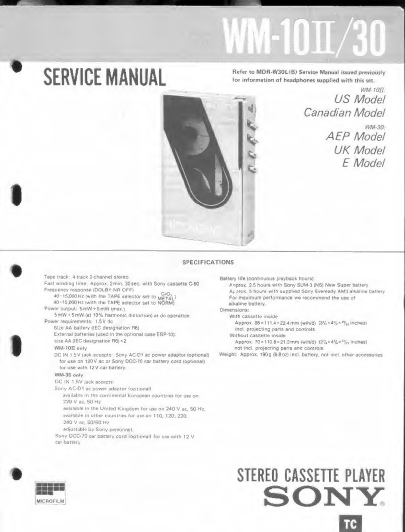 Sony WM-10II User manual