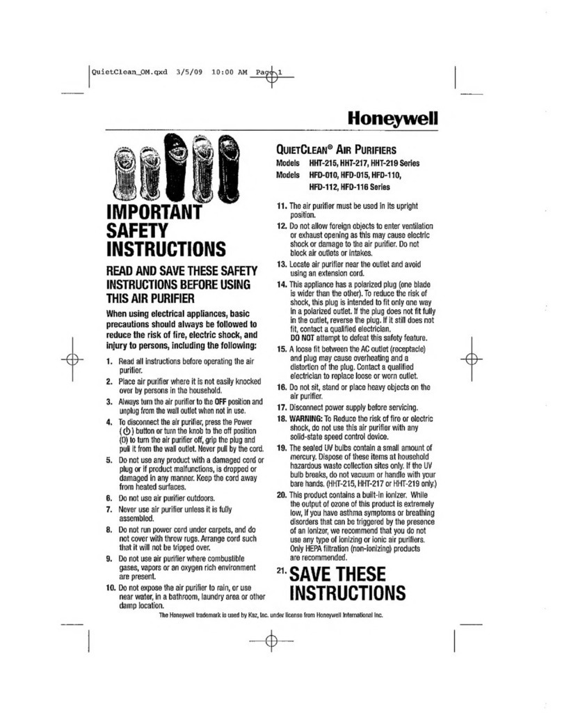 Honeywell QuietClean HHT-215 series User manual