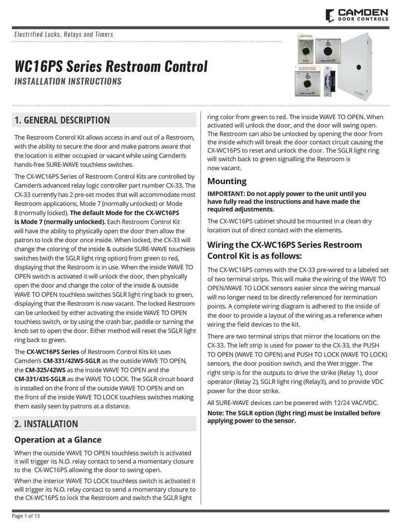 CAMDEN CX-WC16PS Series installation instructions