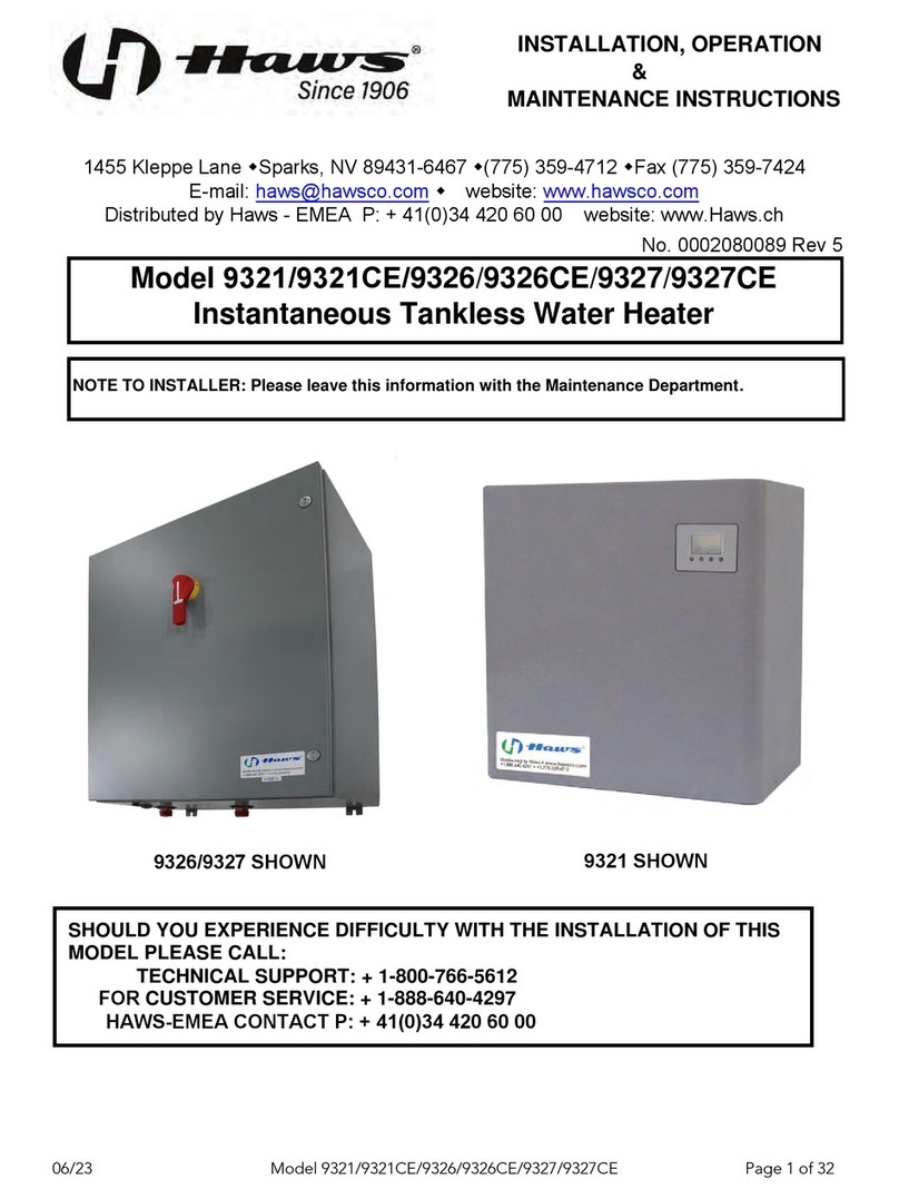 Haws 9321 Installation, operation & maintenance instructions