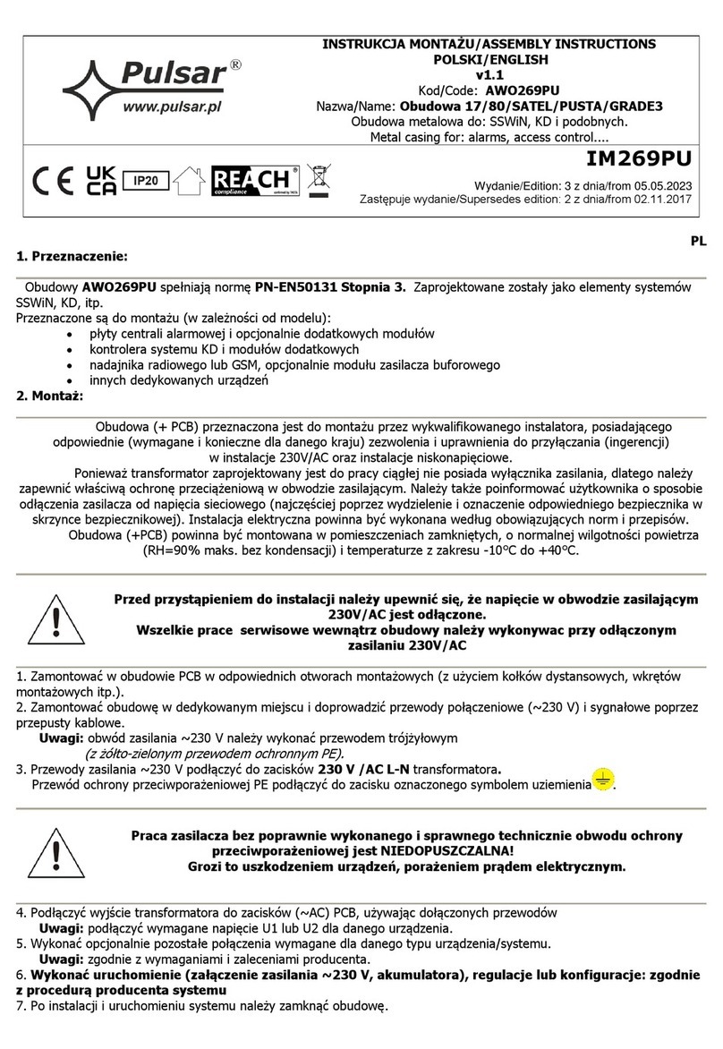 Pulsar AWO269PU Assembly instructions