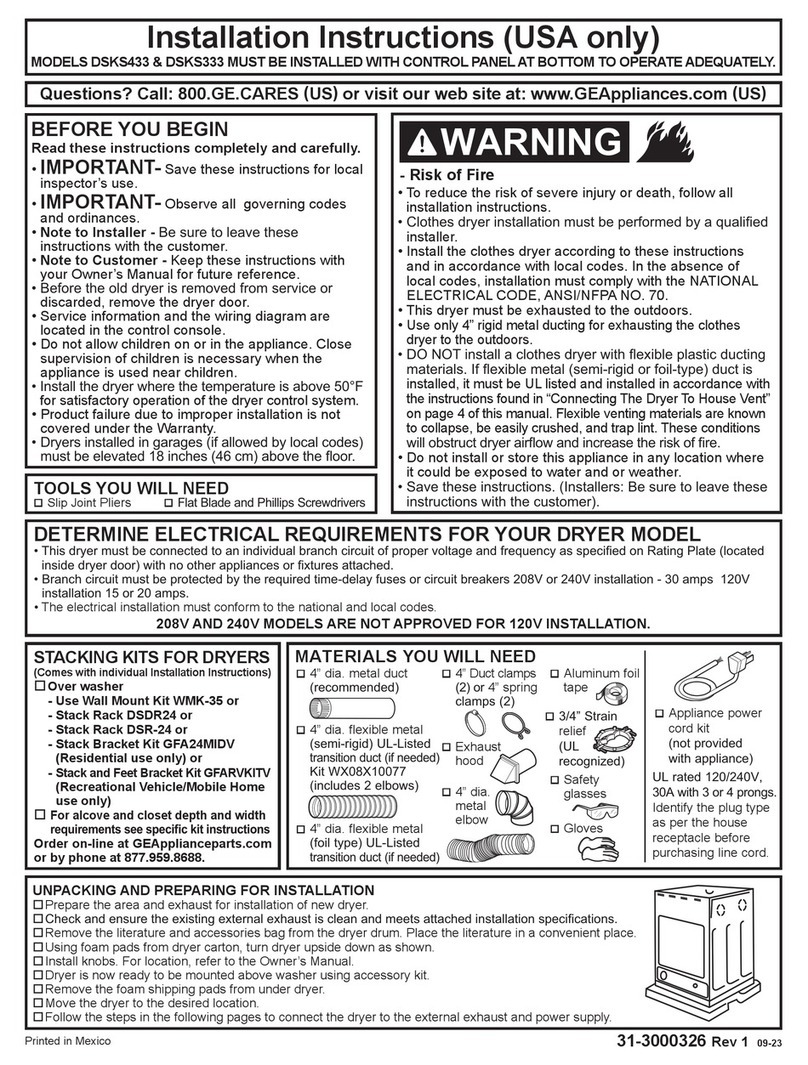 GE DSKS433 User manual