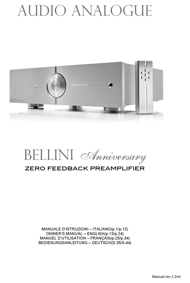 Audio Analogue Bellini Anniversary owner's manual
