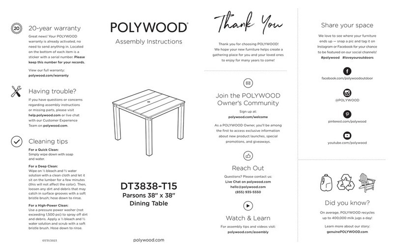 Polywood DT3838-T15 User manual Polywood DT3838-T15 User manual