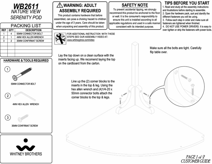 WHITNEY BROTHERS Nature View Serenity Pod WB2611 quick start guide WHITNEY BROTHERS Nature View Serenity Pod WB2611 quick start guide