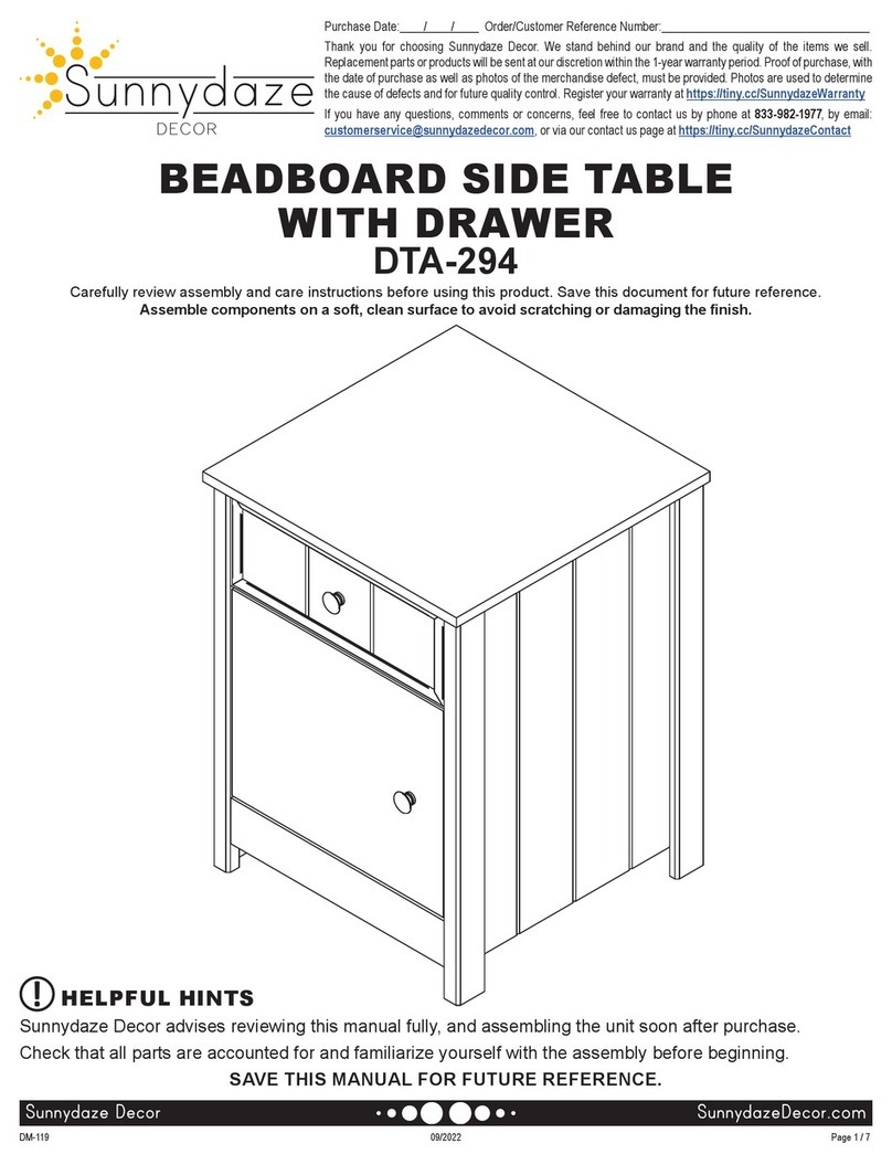 Sunnydaze Decor DTA-294 manual Sunnydaze Decor DTA-294 manual
