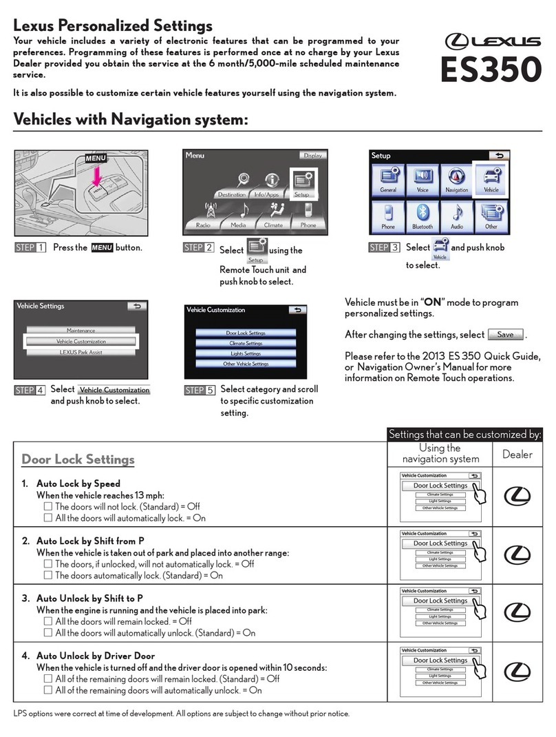 Lexus 2013 ES350 Setting instructions