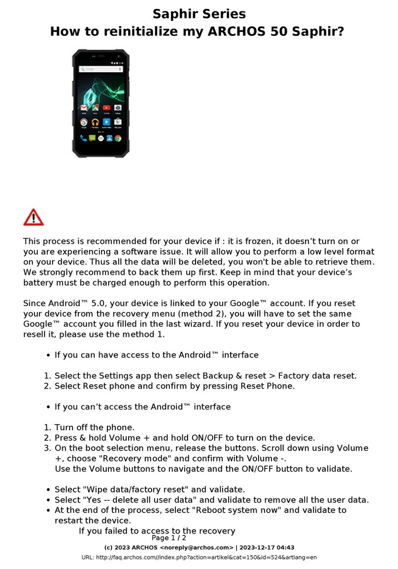 Archos 50 Saphir Installation and user guide