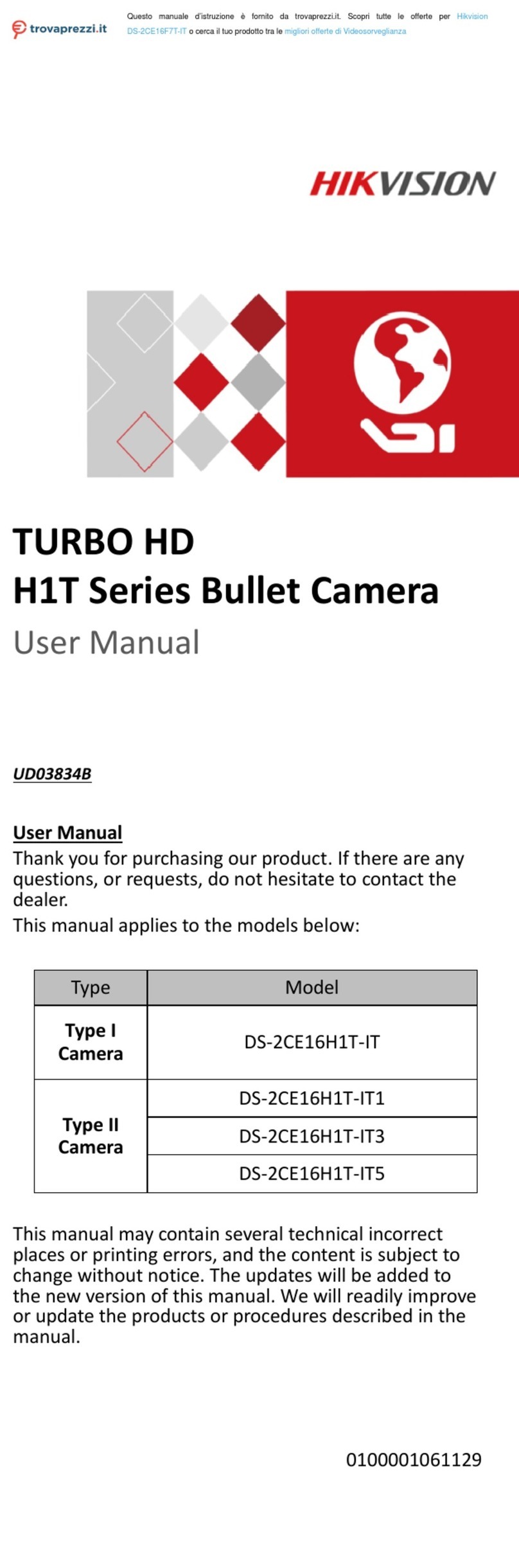 HIK VISION DS-2CE16H1T-IT User manual HIK VISION DS-2CE16H1T-IT User manual