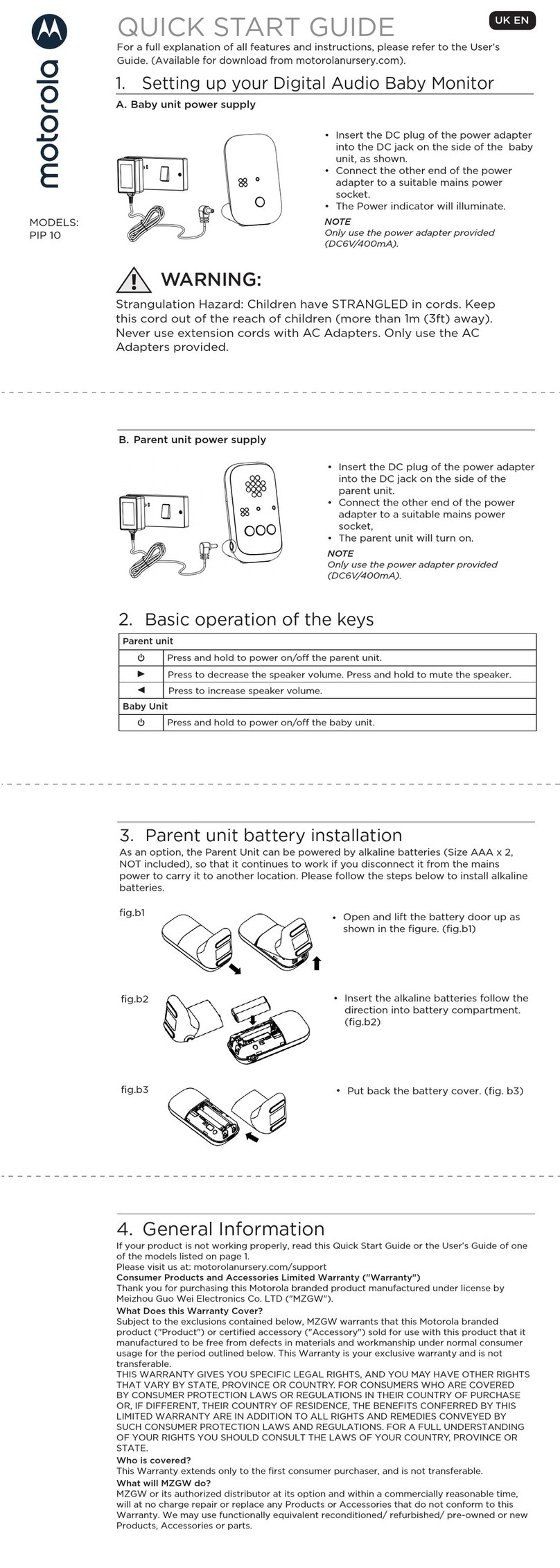 Motorola PIP10 quick start guide