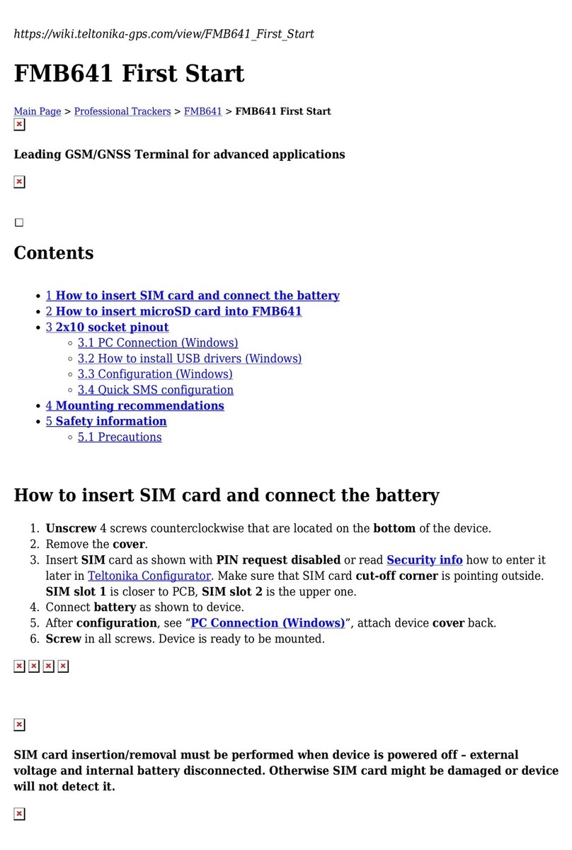 Teltonika FMB641 First start-up quick start guide