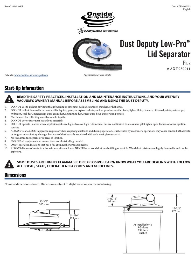 Oneida Air Systems Dust Deputy Low-Pro Plus AXD259911 Installation manual