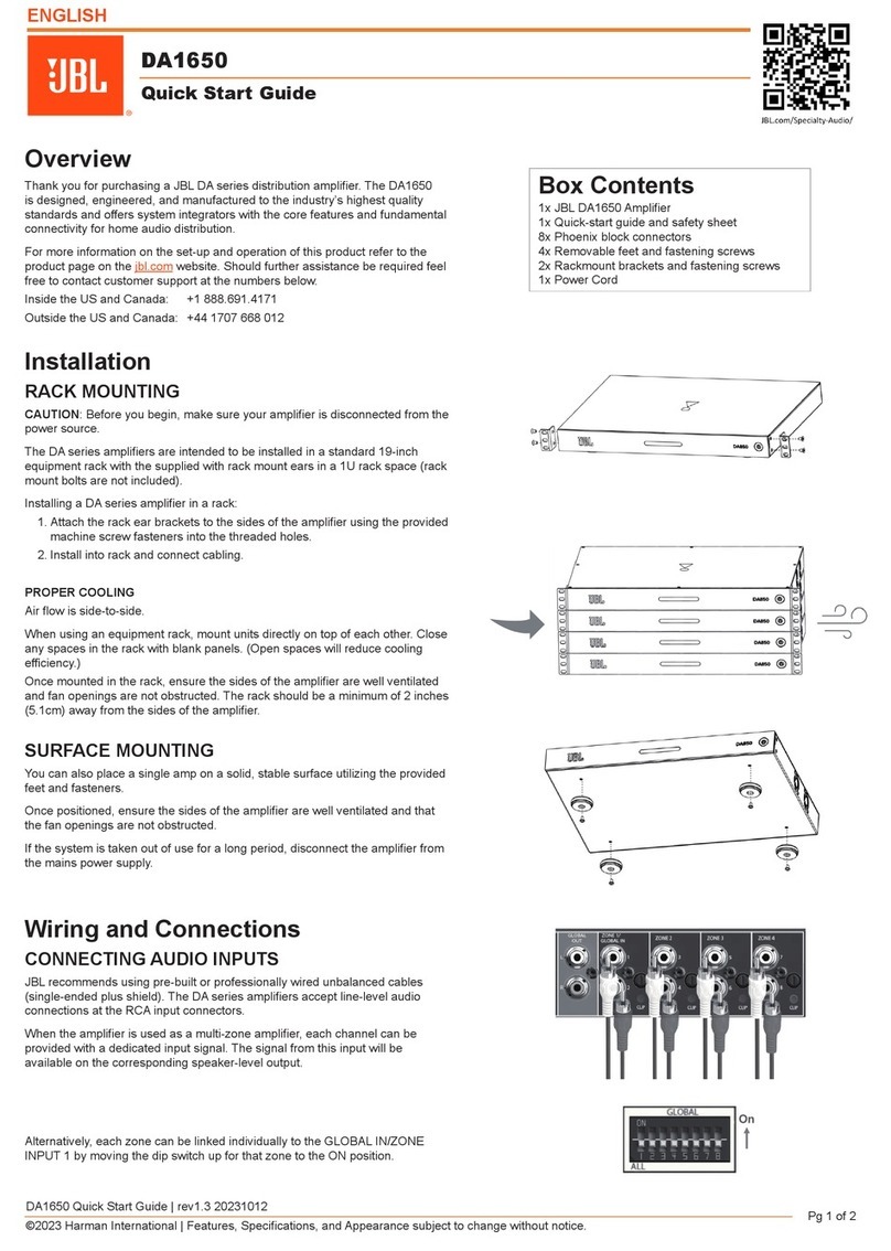 JBL DA1650 quick start guide