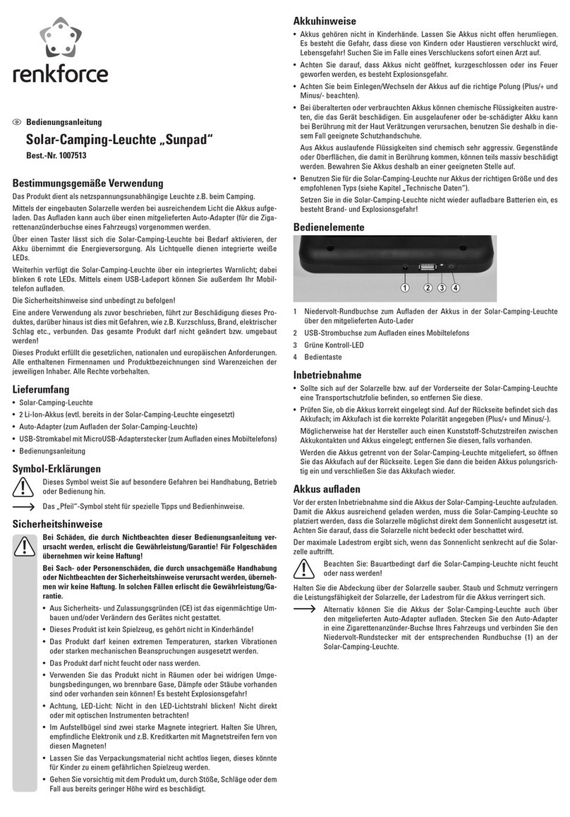 Renkforce Sunpad operating instructions