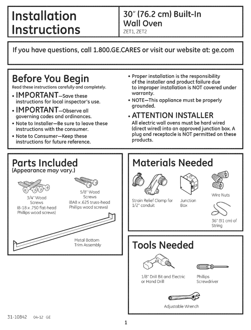 GE Monogram ZET1 User manual