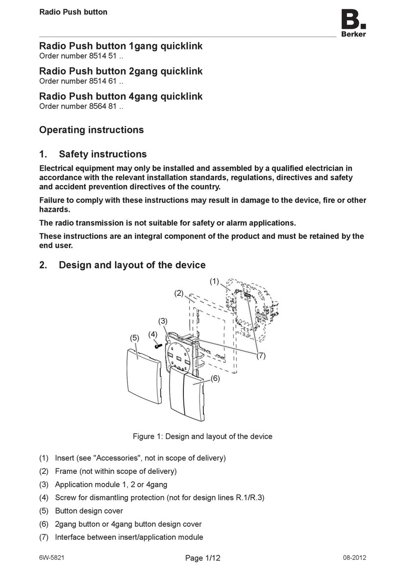 Berker Radio Push button 1gang quicklink User manual