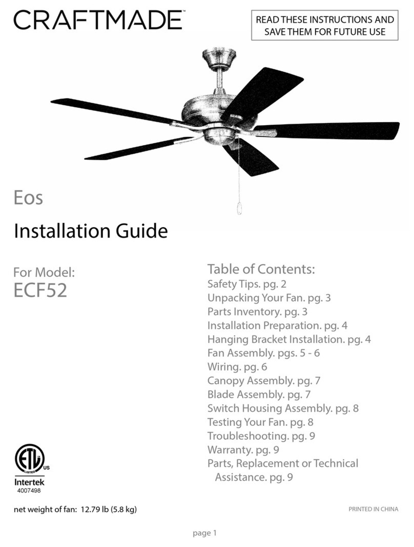 Craftmade Eos ECF52 User manual