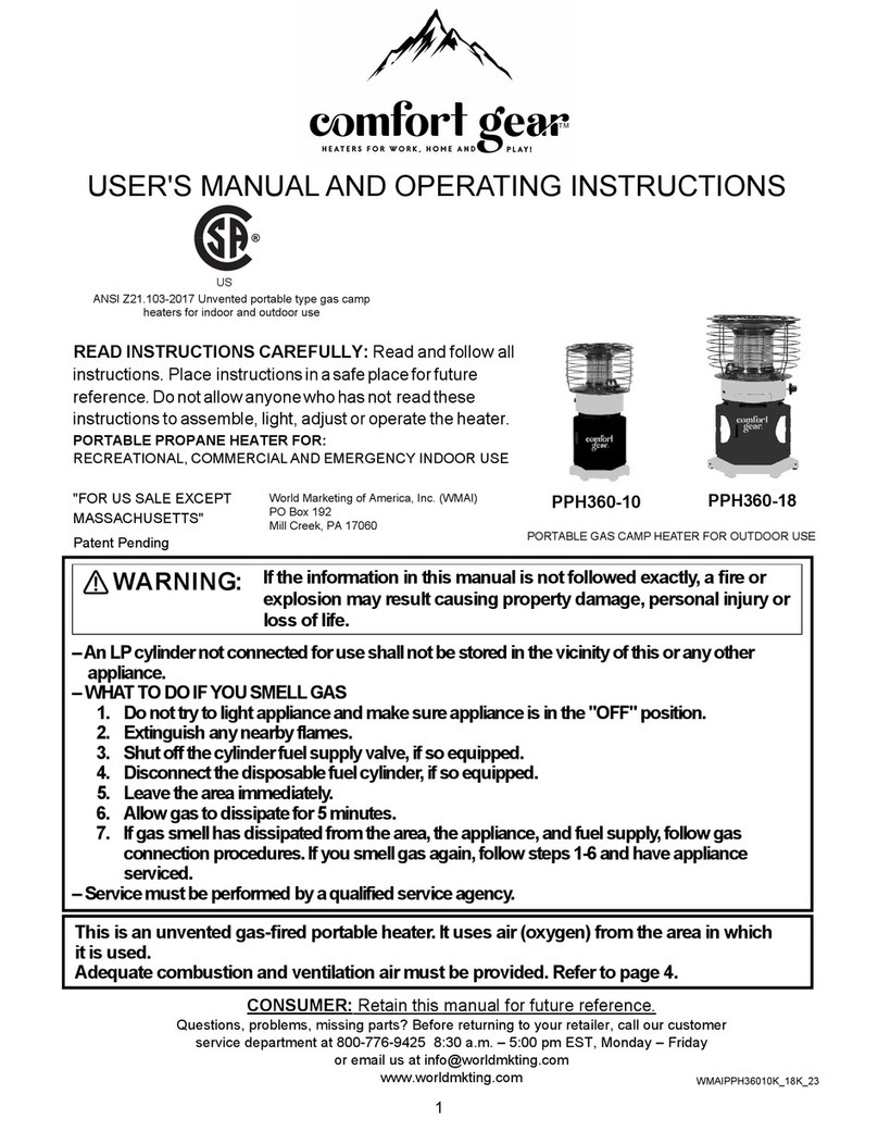 comfort gear PPH360-10 User's manual and operating instructions