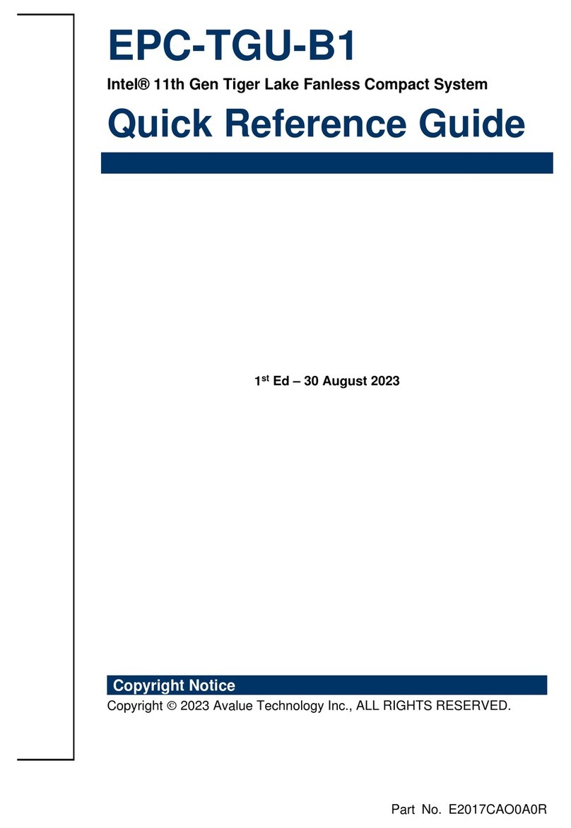Avalue Technology EPC-TGU-B1 Quick reference guide
