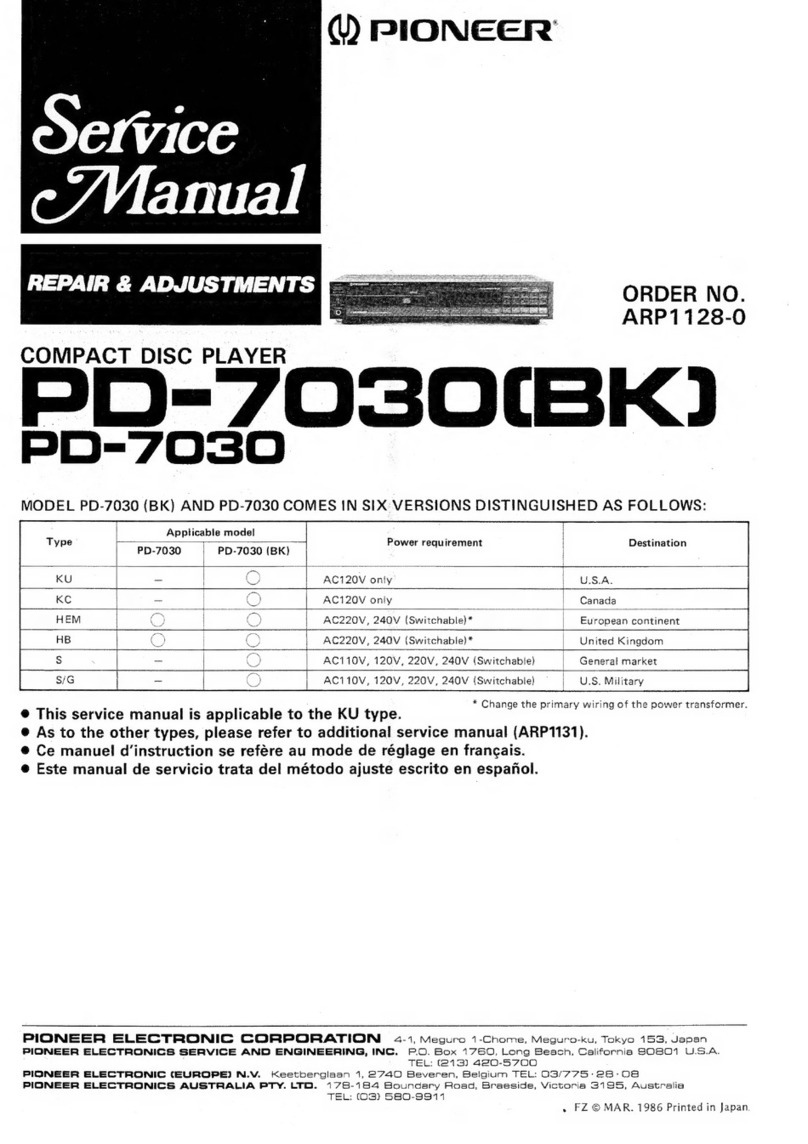 Pioneer PD-7030 User manual Pioneer PD-7030 User manual