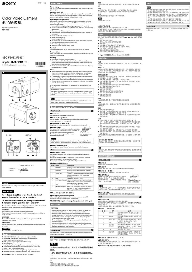 Sony SuperHAD CCD II SSC-FB537 User manual