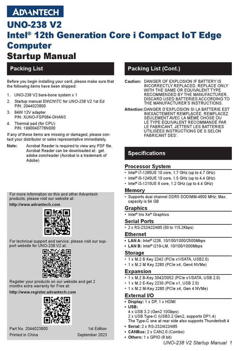 Advantech UNO-238 V2 Installation and operation manual
