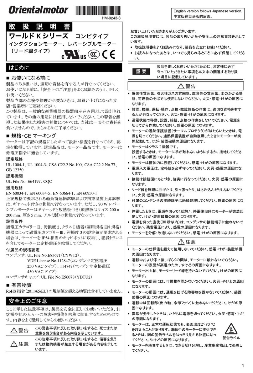 Oriental motor World K Series operating manual