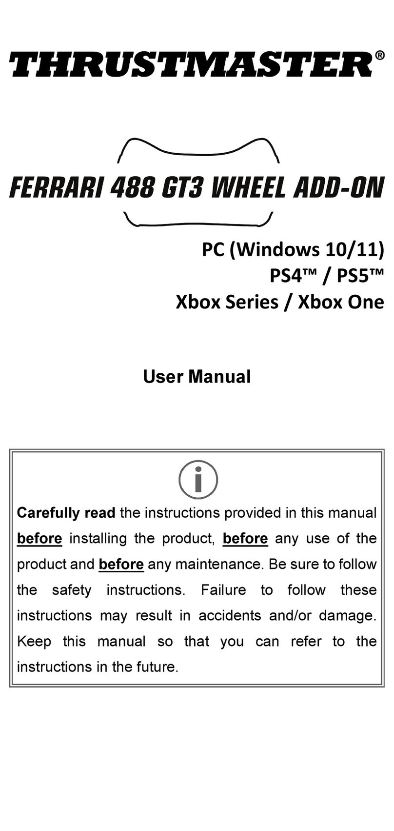 Thrustmaster FERRARI 488 GT3 WHEEL ADD-ON User manual