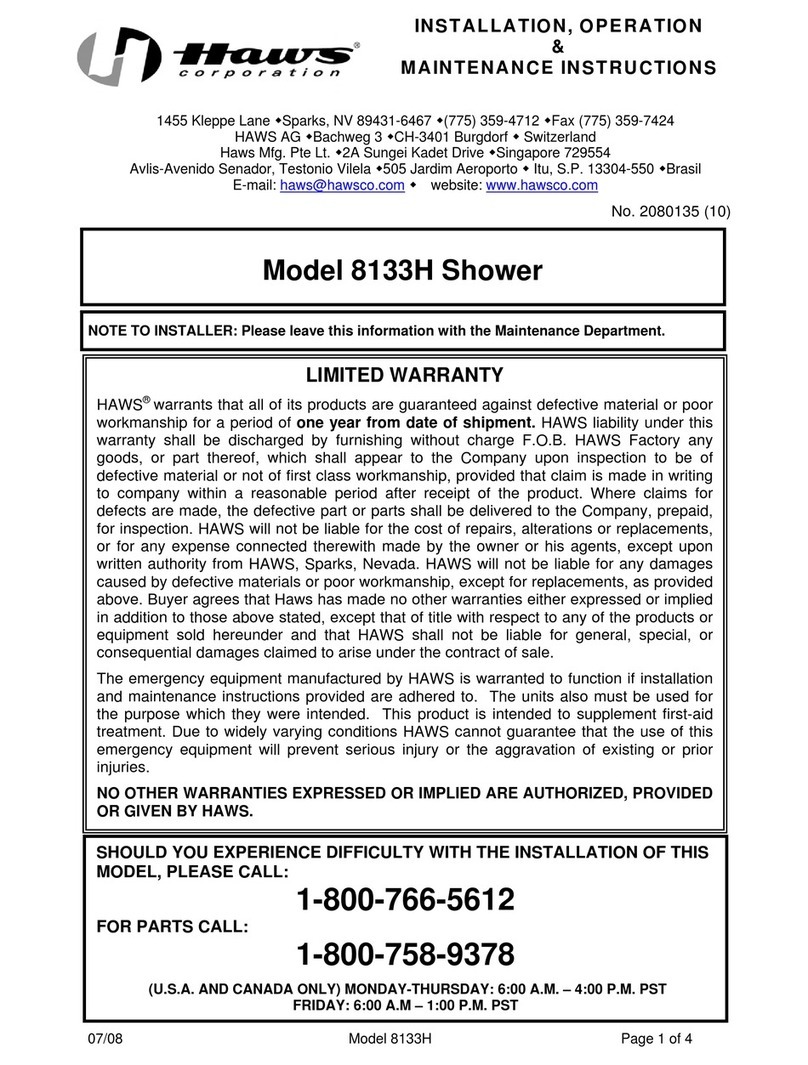 Haws 8133H Installation, operation & maintenance instructions Haws 8133H Installation, operation & maintenance instructions