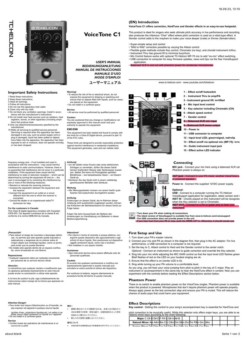 TC-Helicon VoiceTone C1 User manual
