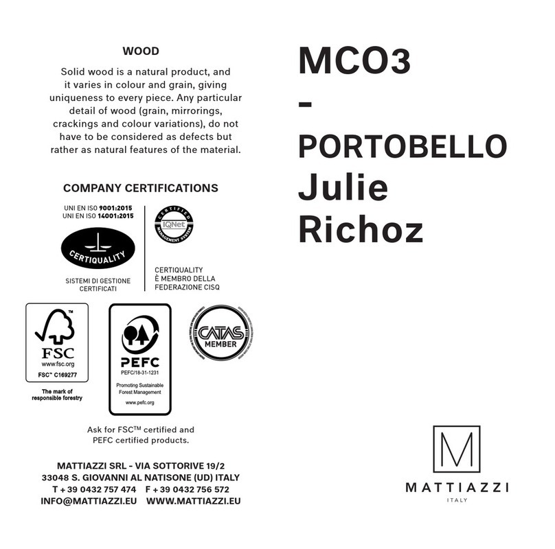 Mattiazzi PORTOBELLO MCO3 User manual