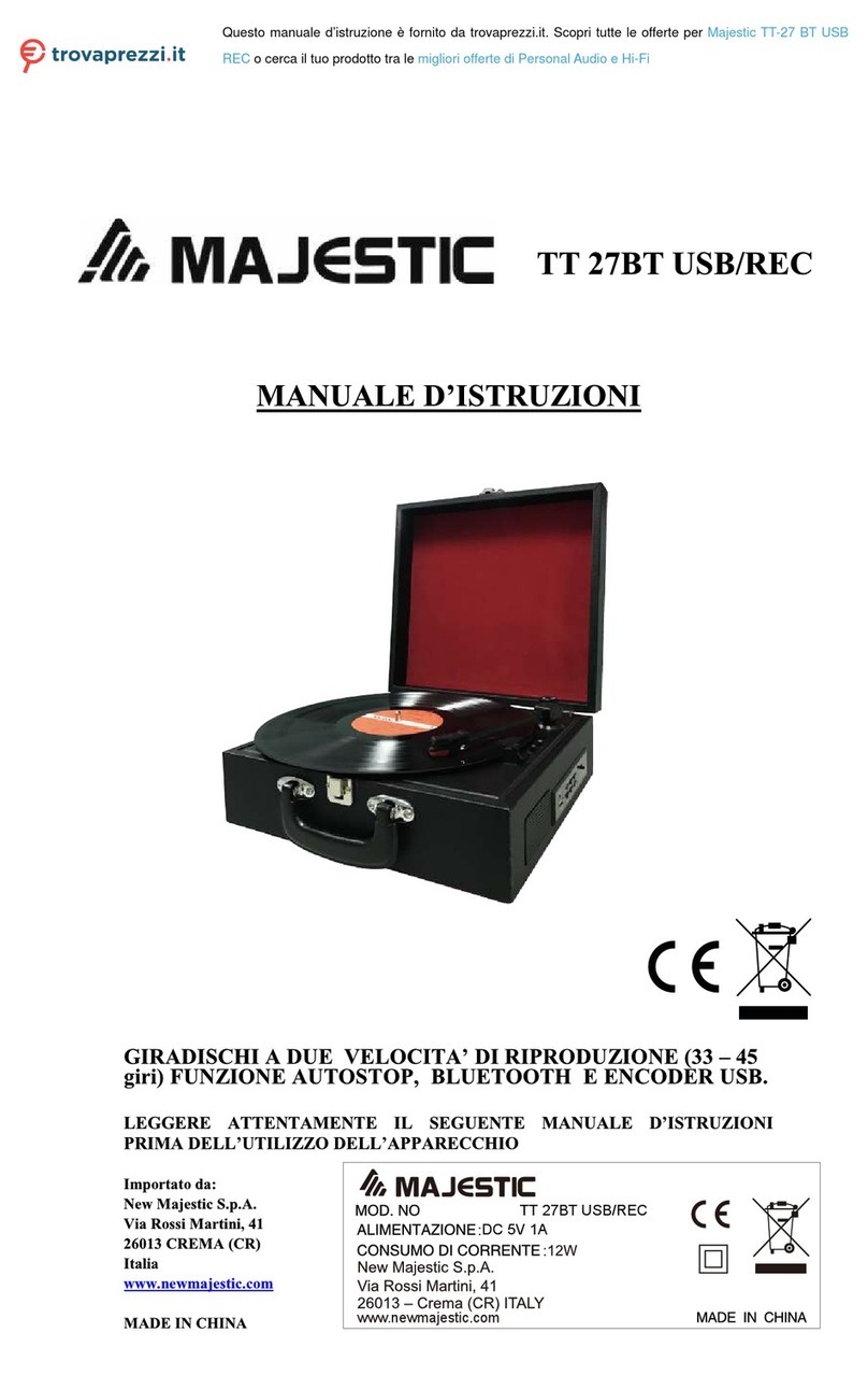 Majestic TT 27BT USB/REC instruction manual
