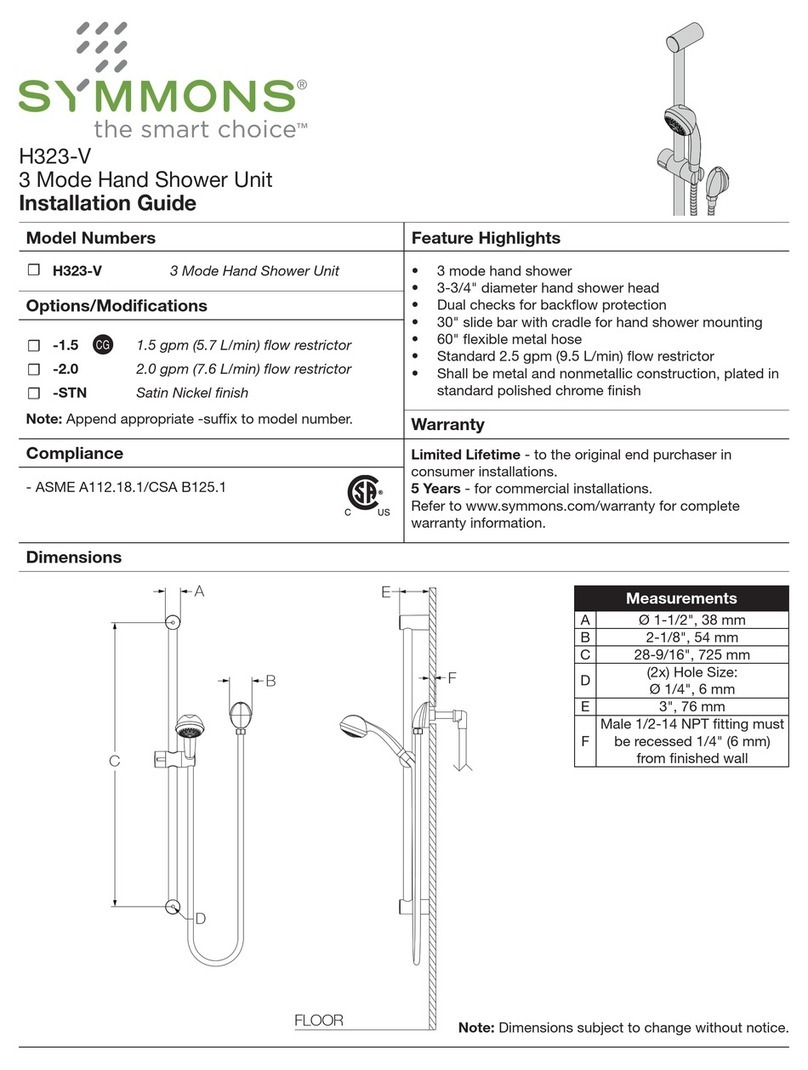 Symmons H323-V User manual Symmons H323-V User manual