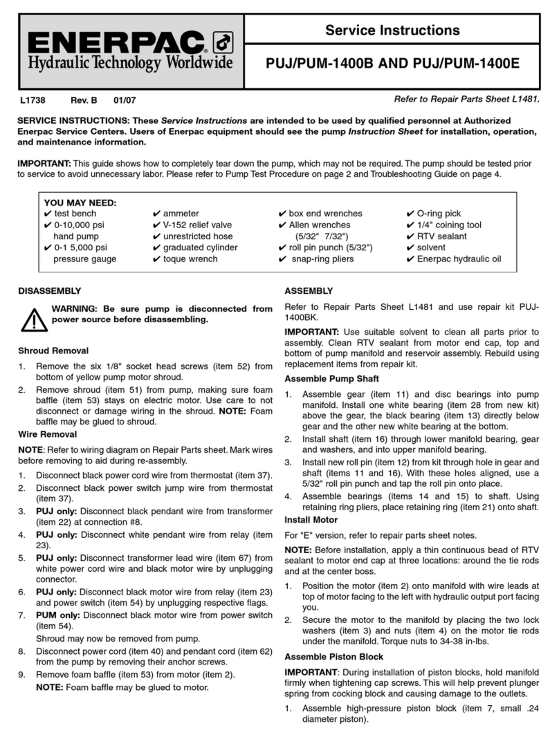 Enerpac PUJ-1400B Operating instructions