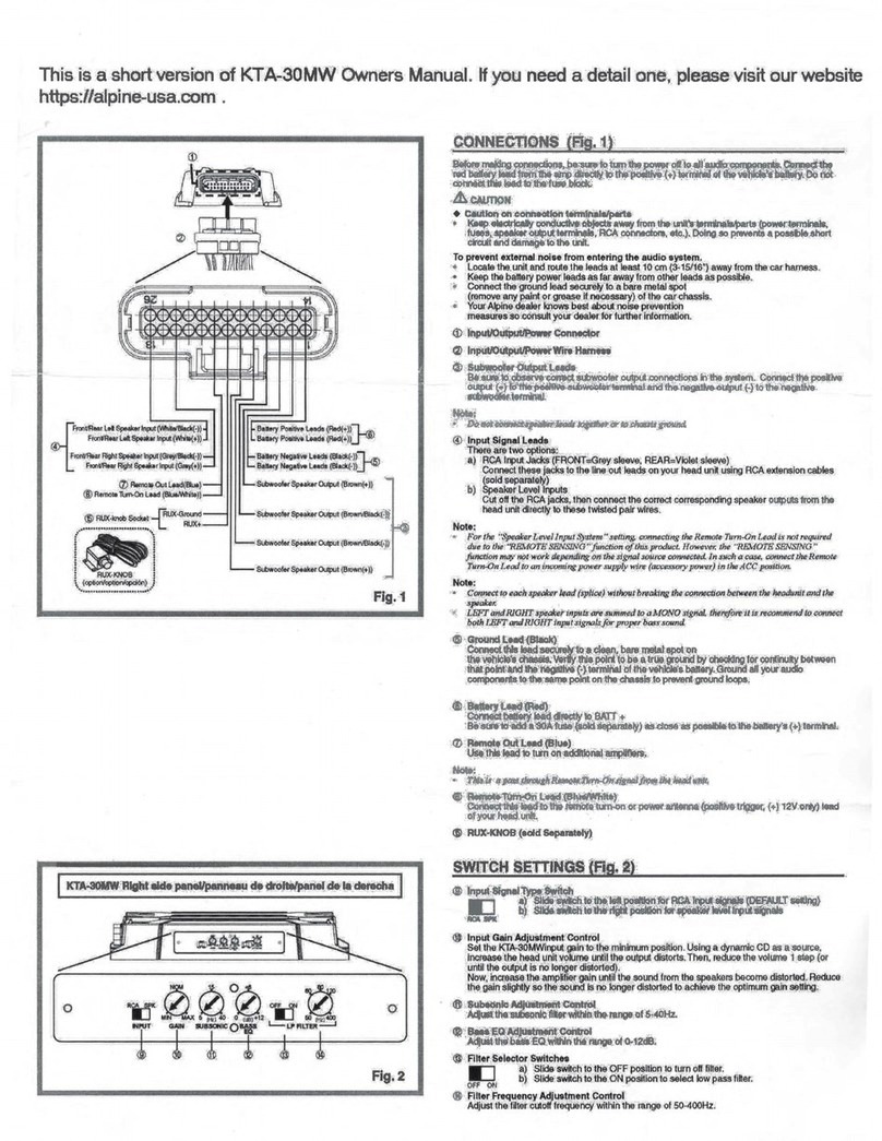 Alpine KTA-30MW owner's manual