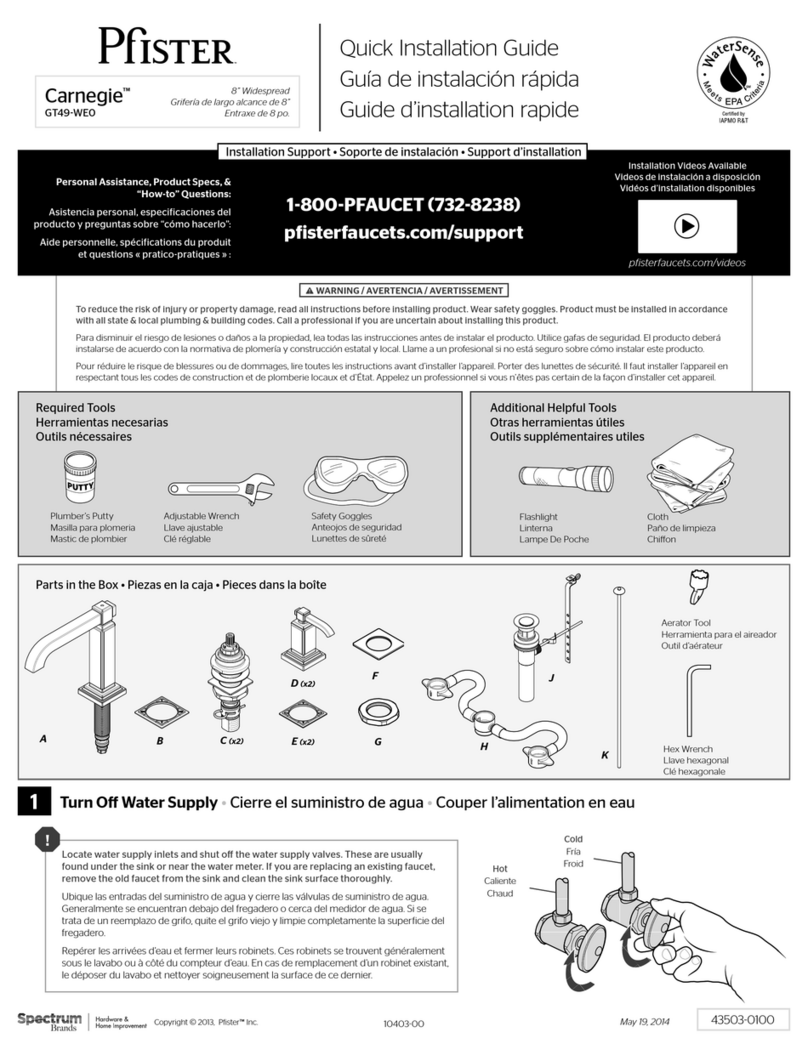 Spectrum Brands Pfister Carnegie GT49-WE0 Quick installation guide Spectrum Brands Pfister Carnegie GT49-WE0 Quick installation guide