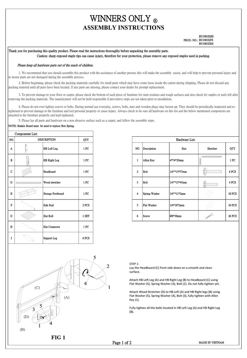 Winners Only BU1001KHS Assembly instructions Winners Only BU1001KHS Assembly instructions