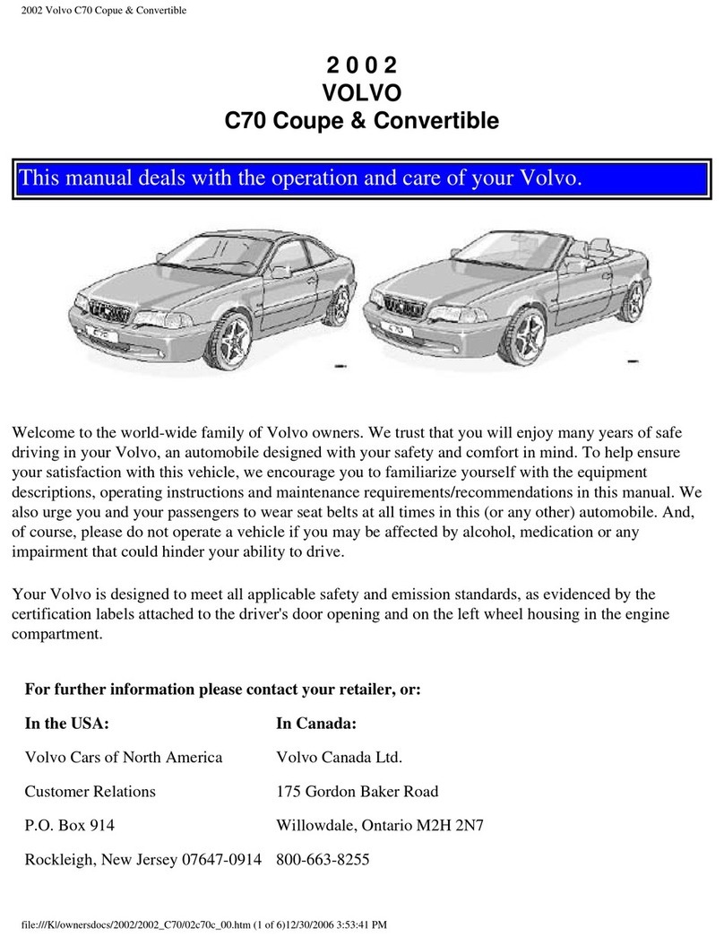 Volvo C70 Convertible 2002 User manual Volvo C70 Convertible 2002 User manual