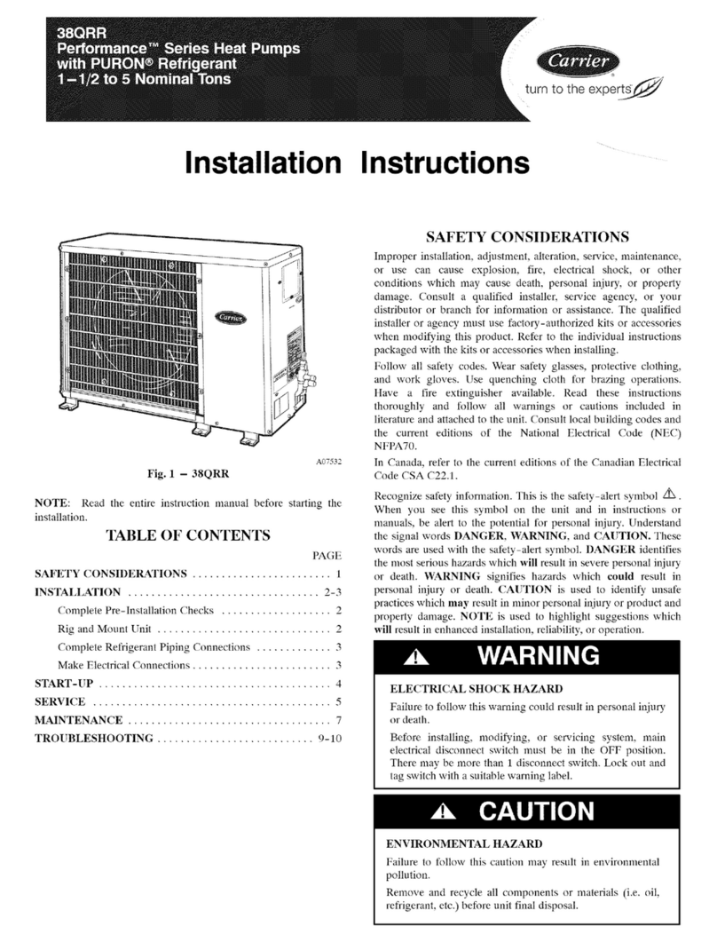 Carrier Performance 38QRR036300 installation instructions