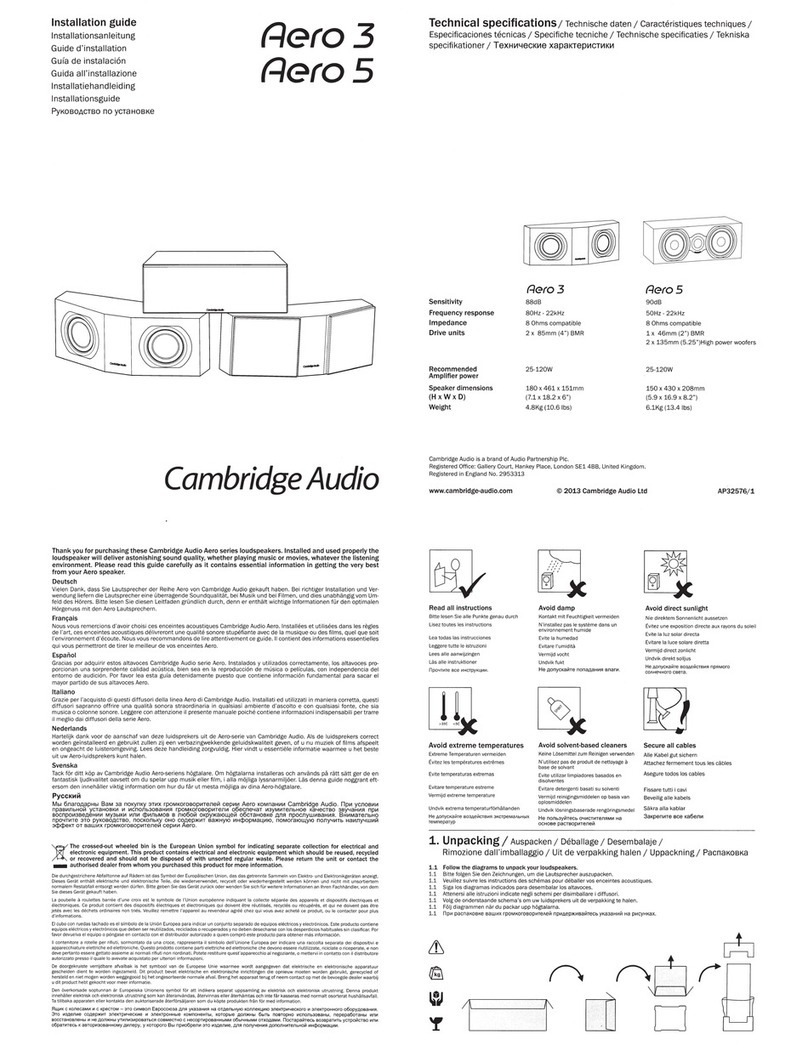Cambridge Audio Aero 3 installation guide