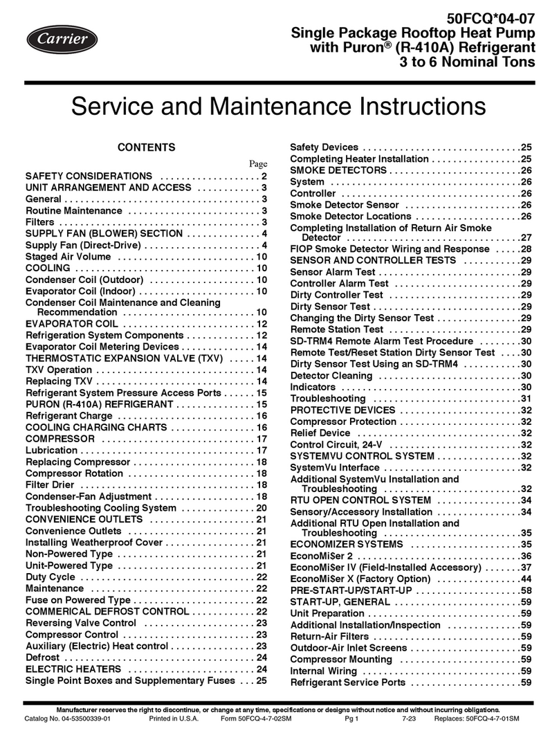 Carrier 50FCQ 04-07 Series Installation and user guide