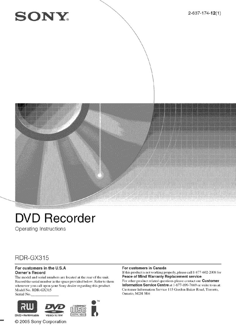 Sony RDR-GX315 operating instructions