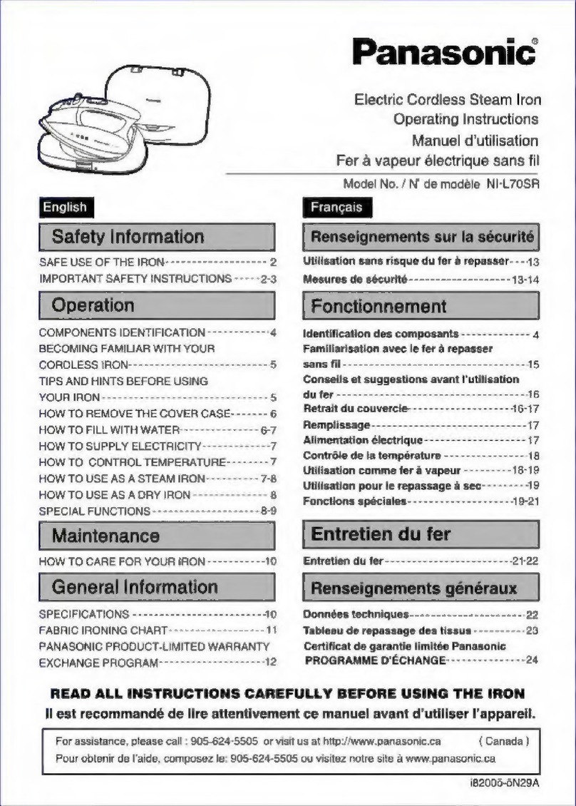 Panasonic NI-L70SR - Steam Iron With Micro-Mist Spray User manual