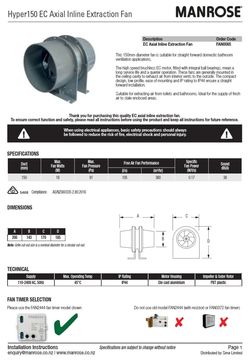 Manrose FAN0085 installation instructions