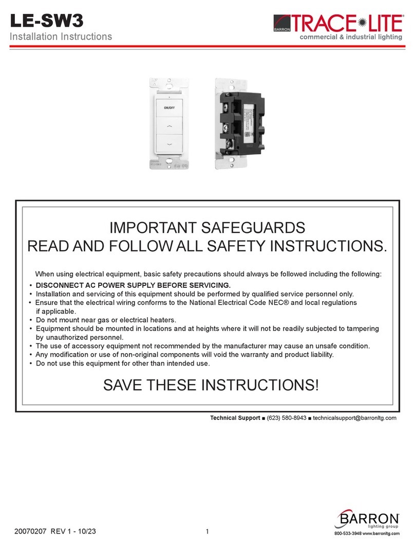 BARRON TRACE-LITE LE-SW3 installation instructions